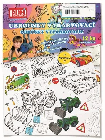 Omalovánky - Vybarvovací ubrousky - Auta 12ks Kup Teď