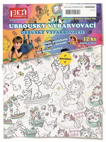 Oblíbený Omalovánky - Vybarvovací ubrousky - Jednorožci 12ks