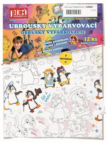 Omalovánky - Vybarvovací ubrousky - Tučňáci 12ks Vrácení Zdarma