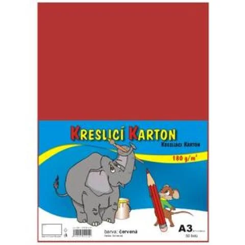 Kreslicí karton A3/180g/50lis červená Ověřený