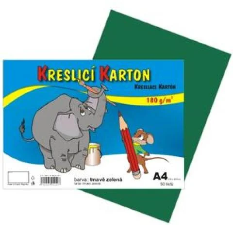 Kreslicí karton A4/180g/50lis tmavě zelená Finální Výprodej