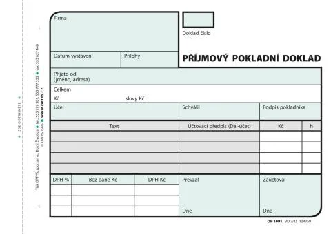 Nejlepší Volba Příjmový pokl. doklad NCR 2x50 nečíslov. A6 OPT 91 - propisující