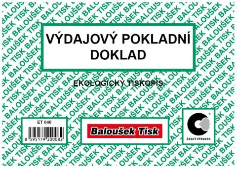 Aktuální Výdajový pokladní doklad A6 Baloušek ET040 - nepropisující