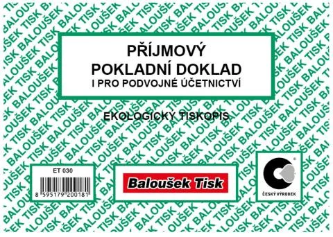 Příjmový pokl. doklad A6 Baloušek ET030 pro podvoj. účetnictví - nepropisující Výprodej