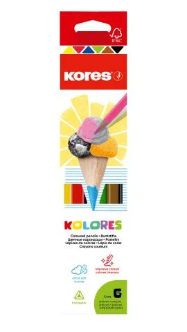 Pastelky KORES KOLORES trojhranné 6ks Přímo Od Výrobce
