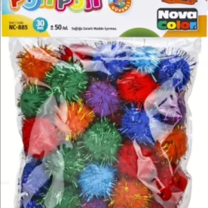 Pompony-plyšové mix barev glittrové 30mm/50ks Nízká Cena