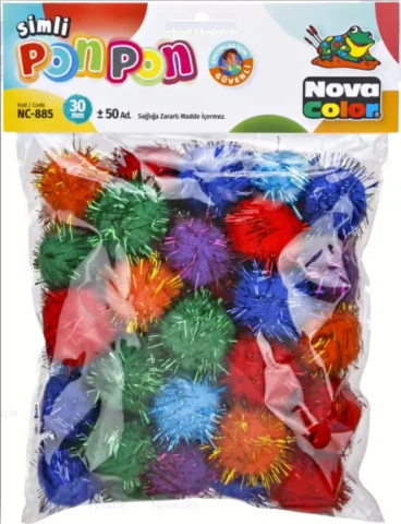 Pompony-plyšové mix barev glittrové 30mm/50ks Nízká Cena