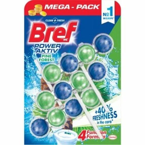 Zlevněný WC závěs BREF power aktiv kuličky 3ks/bal borovice
