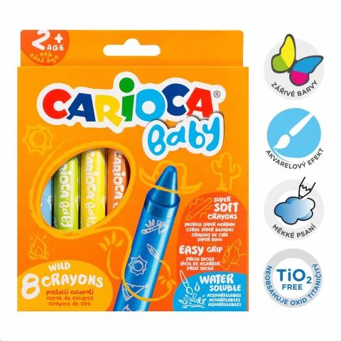 Pastelky voskové JUMBO Carioca BABY 8ks Nová Kolekce