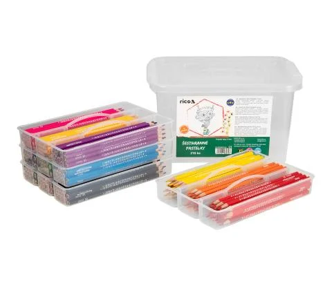 Autentický Pastelky RICO šestihranné 3mm v úložném praktickém boxu 216ks