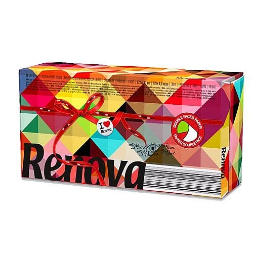 Papírové kapesníky Renova, zelená a růžová, 3-vrstvé, 80 ks Výprodej