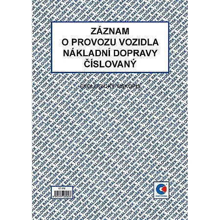 Baloušek - Záznam o provozu vozidla nákladní, ET212, A4, číslovaný Odeslání Ihned