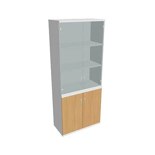 Cenově Výhodný Skříň policová dvéřová 192*80 cm SZ58012, bílá/buk