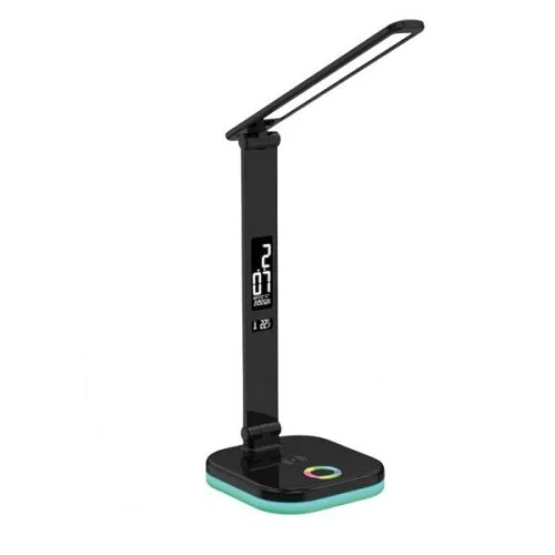 Přímo Od Výrobce Platinet PDL711RGBB stolní LED lampa stmívatelná, bezdrátové nabíjení, hodiny, černá