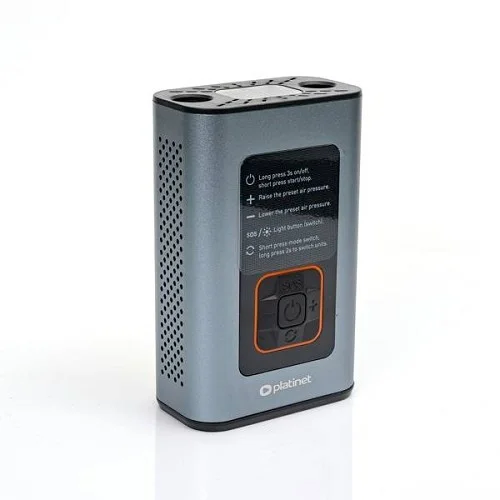 Finální Výprodej Platinet PTC22 SET 3v1 Powerbanka 4000 mAh, digitální kapesní kompresor 10 BAR, LED svítilna, stříbrná