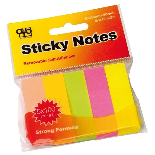 Nejlepší Cena Auro Office - samolepící záložky 15 × 50 mm, 5× 100 listů, mix neonových barev