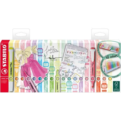 Zvýrazňovač - STABILO swing cool - EO275/18-01-5 - 18 ks deskset - 8 neonových a 10 pastelových barev Odeslání Ihned
