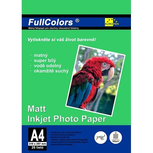 Rychlé Dodání Europen Matt Inkjet - matný fotopapír A4, 180 g/m2, 20 listů