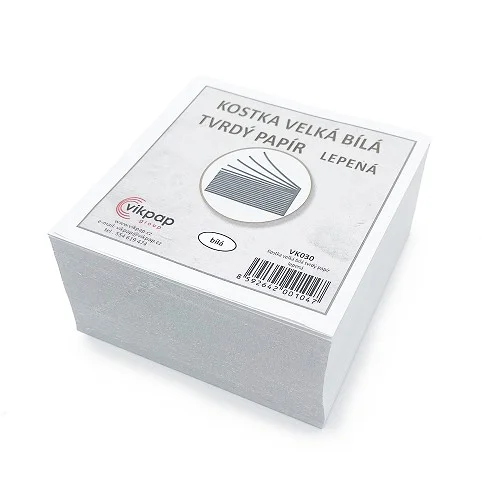 Poslední Šance Vikpap VK030 - kostka velká, bílá, tvrdý papír 9 × 9 × 4,5 cm, 150 listů