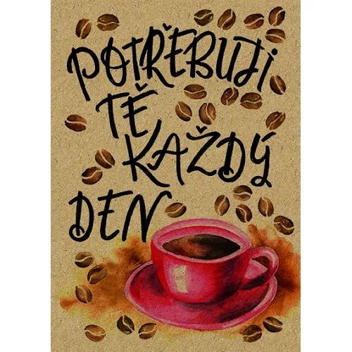 Rychlé Dodání Baloušek BeBechy - přání Káva, A6, kraftový papír
