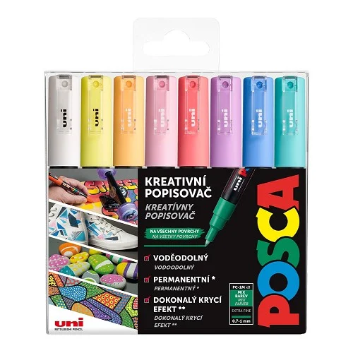 Vrácení Zdarma POSCA PC-1M - sada akrylových popisovačů 0,7 - 1 mm, pastelové barvy - 8 ks