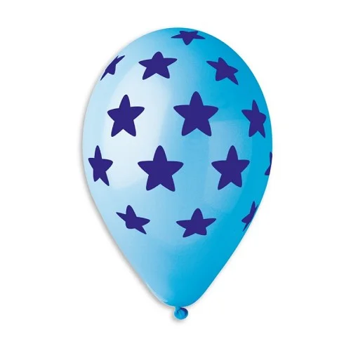 Vrácení Zdarma Gemar GS110 - nafukovací balónky průměr 30 cm, s potiskem hvězdiček, modro-bílý - 5 ks
