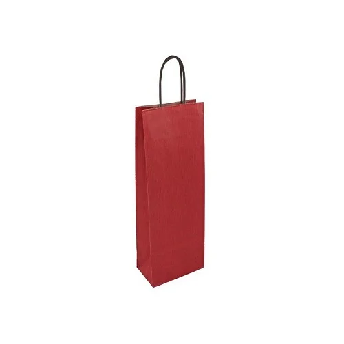 Vikpap - papírová taška na láhev s krouceným uchem 14 × 8 × 39 cm, červená Jen Po Omezenou Doba
