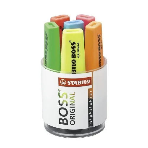 Zvýrazňovač - STABILO BOSS ORIGINAL - 7006 - 6 ks box - žlutá, zelená, oranžová, červená, růžová, modrá Cenový Hit