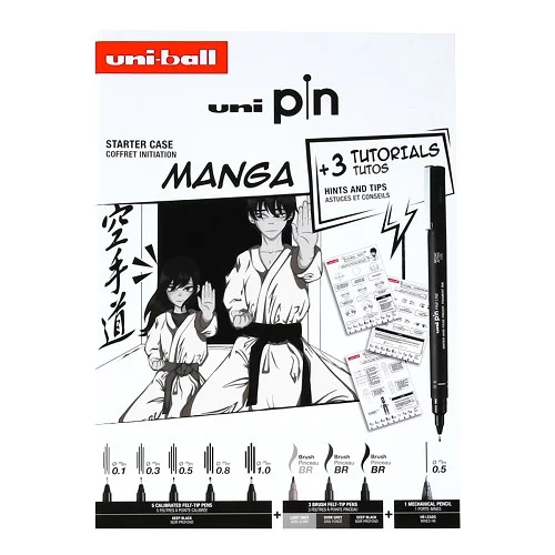 UNI PIN - dárková sada linerů Manga a mikrotužky Shalaku, mix barev - 9 ks Jen Po Omezenou Doba