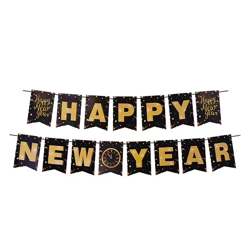 Expresní Doručení Wimex 66802 - papírová girlanda HAPPY NEW YEAR, 16 × 20 cm + 5 m provázek