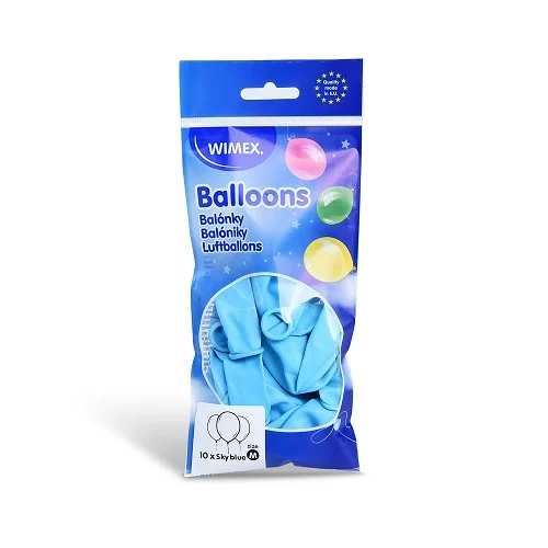 Wimex 53107 - nafukovací balónky průměr 25 cm, nebesky modré - 10 ks Časově Omezené