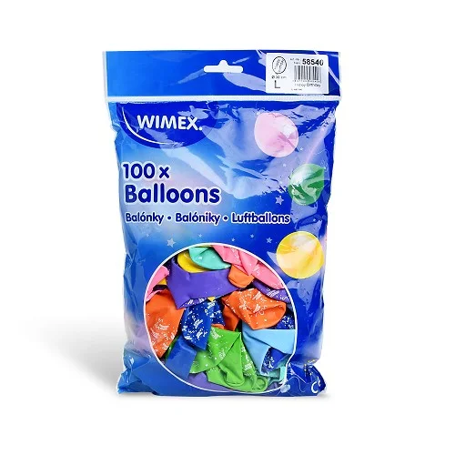 Wimex 58540 - nafukovací balónek HAPPY BIRTHDAY průměr 30 cm, barevný mix - 100 ks Finální Výprodej