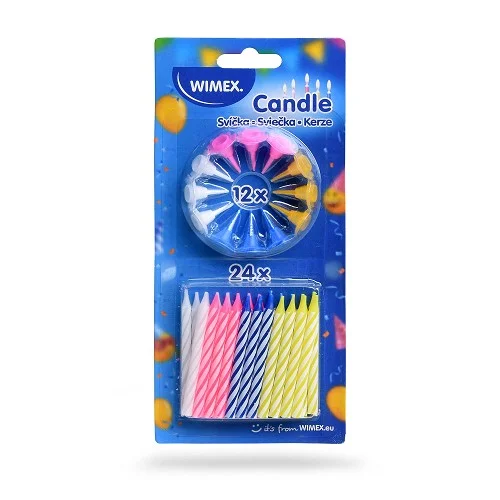 Vrácení Zdarma Wimex 37100 - narozeninová svíčka Spirála 5 × 60 mm, mix barev - 24 ks
