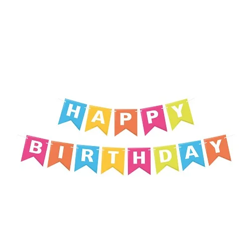 Wimex 66809 - papírová girlanda HAPPY BIRTHDAY, 16 × 20 cm + 5 m provázek, jasné barvy Víkendová Akce