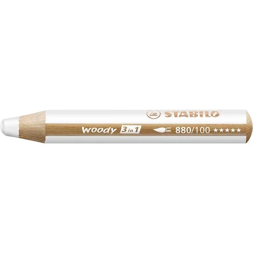 Pastelka, vodovka & voskovka v jednom - STABILO woody 3 in 1 - 880/100 - bílá Koupit Online