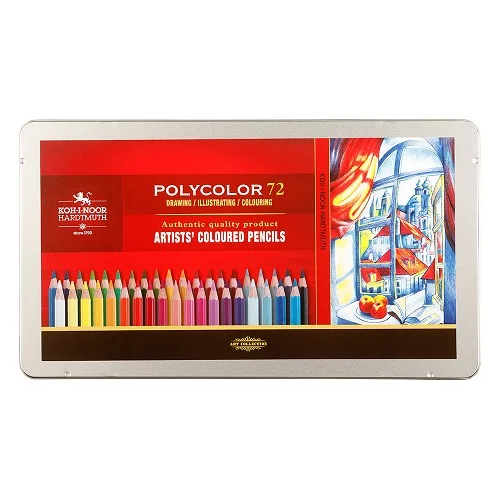 Levný Koh-i-noor POLYCOLOR 3827/72 - umělecké pastelky v plechovém pouzdře - 72 ks