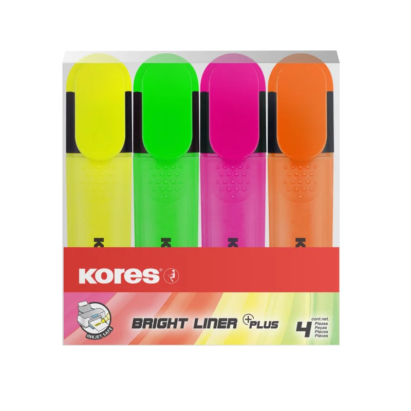 Zvýrazňovač Kores Bright Liner / sada 4 ks Novinka