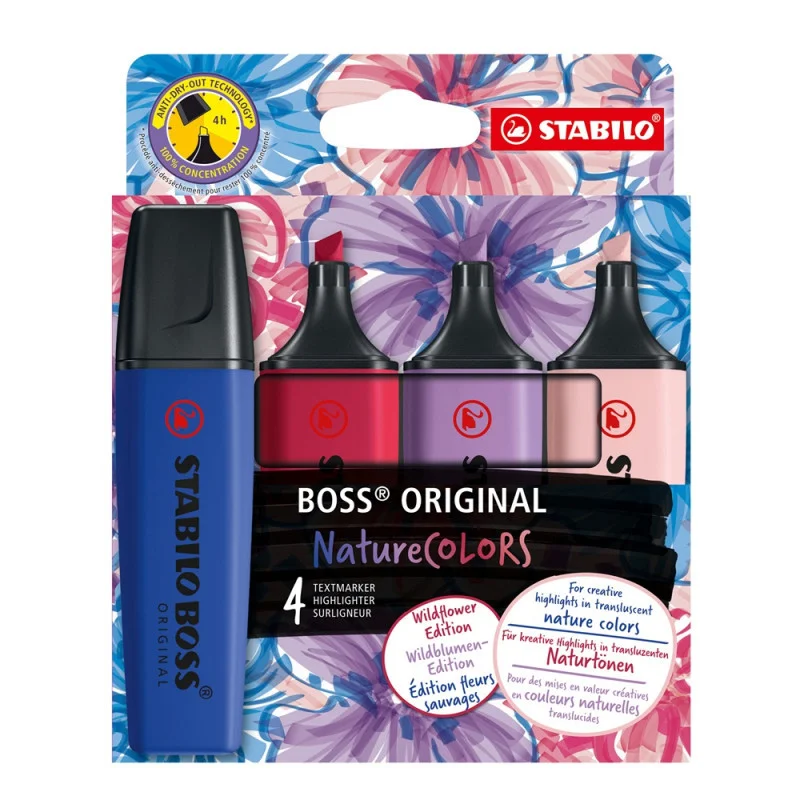 Zvýrazňovač STABILO® BOSS NatureCOLORS Wildflower / sada 4 ks Rychlé Dodání