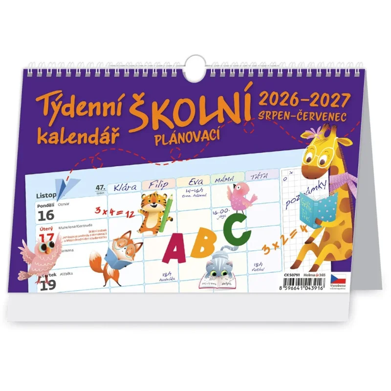 Kalendář stolní Školní plánovací - týdenní 2027/2028 Hit Sezóny