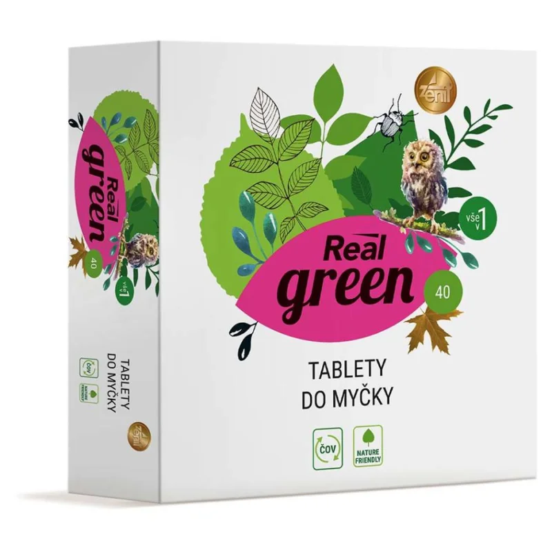 Real green clean tablety do myčky nádobí, 40ks Rychlé Dodání
