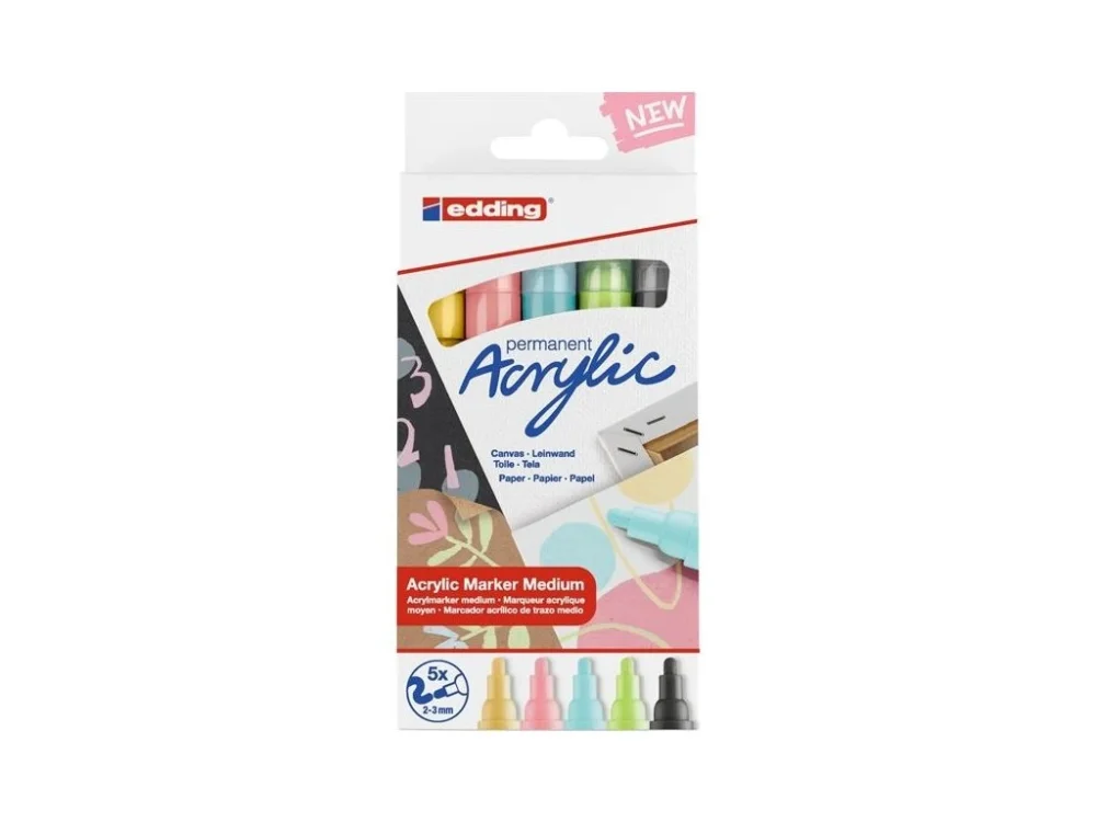 Akrylový popisovač e-5100/5 M, sada Pastel Nízká Cena