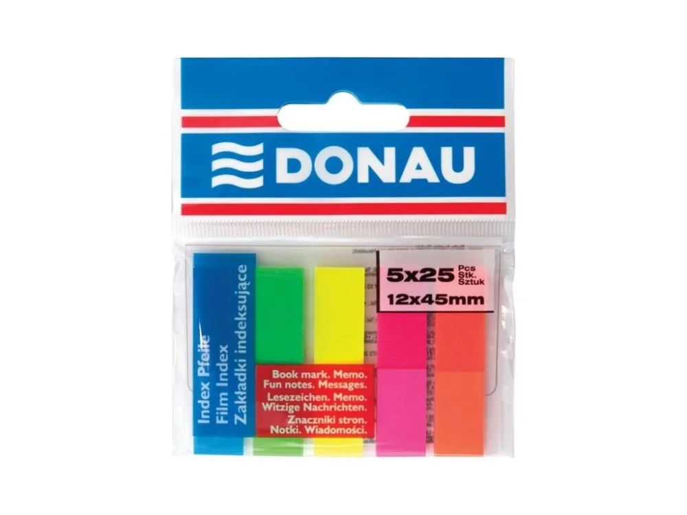 Zlevněný Záložky samolepící DONAU, fóliové - 12 x 45 mm, assort