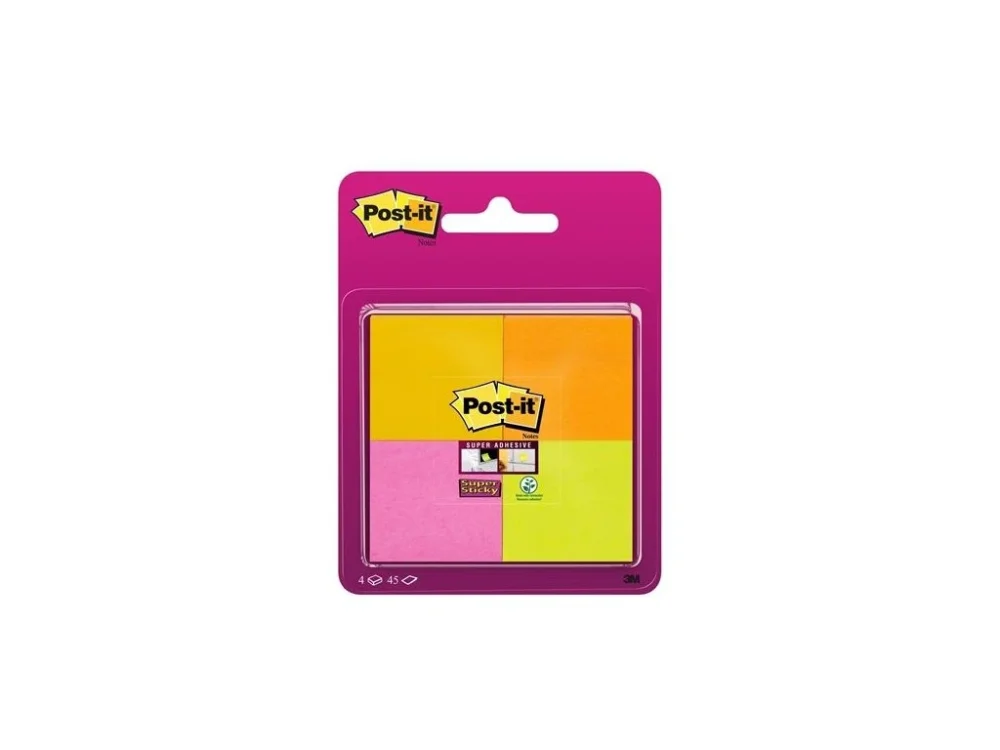 Bloček Post-it, 47,6 x 47,6 mm, mix barev, 4 ks Výprodej