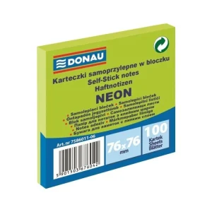 Bloček Donau, 76 x 76 mm, neonově zelený Oblíbený