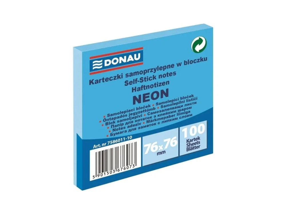 Bloček Donau, 76 x 76 mm, neonově modrý Aktuální