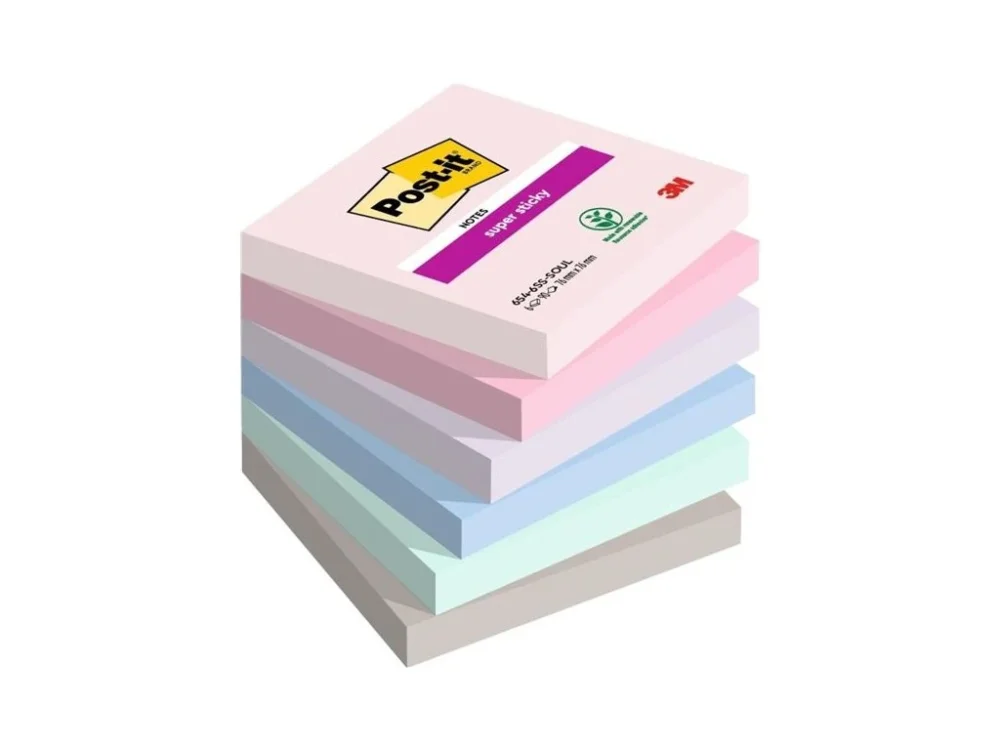 Bloček Post-it Sticky, 76 x 76 mm, SOULFUL 6 ks Must-Have