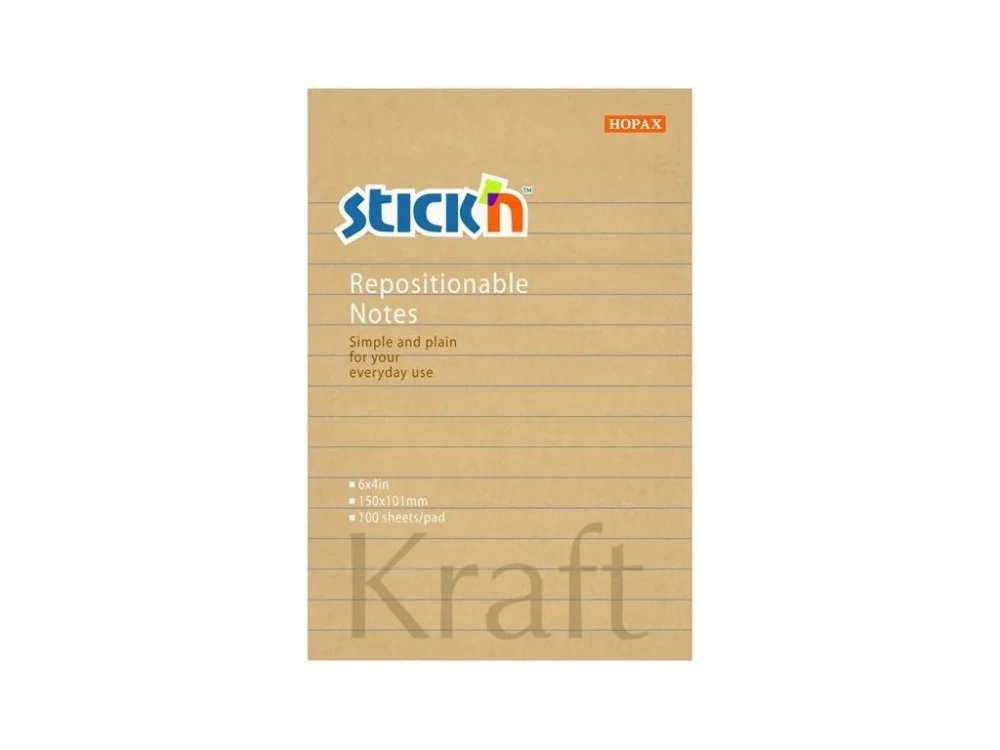 Bloček Hopax Kraft Notes, 150 x 101 mm, linkovaný Oblíbený