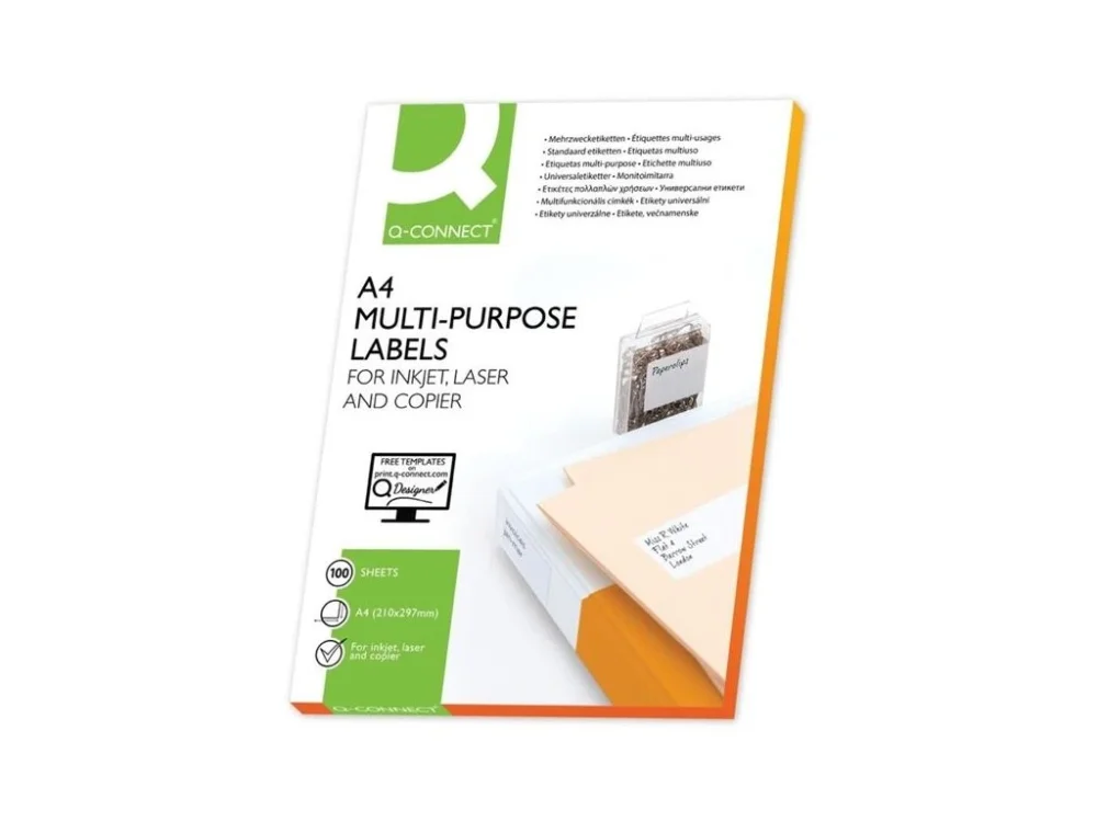 Univerzální etikety Q-Connect - bílé, 99x33,9mm, 1600ks, zaoblené rohy Omezená Nabídka