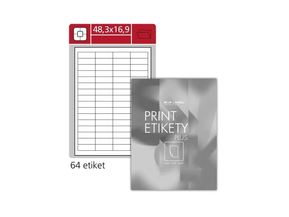 Univerzální etikety Samp;K Label - bílé, 48, 3x16, 9 mm, 6400 ks Zlevněný