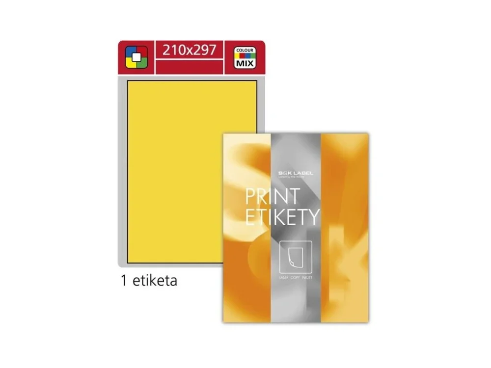Tovární Cena Univerzální etikety Samp;K Label - žluté, 210x297 mm, 100 ks